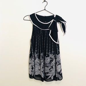 Misty & Max Sleeveless Blouse Top Black White 4